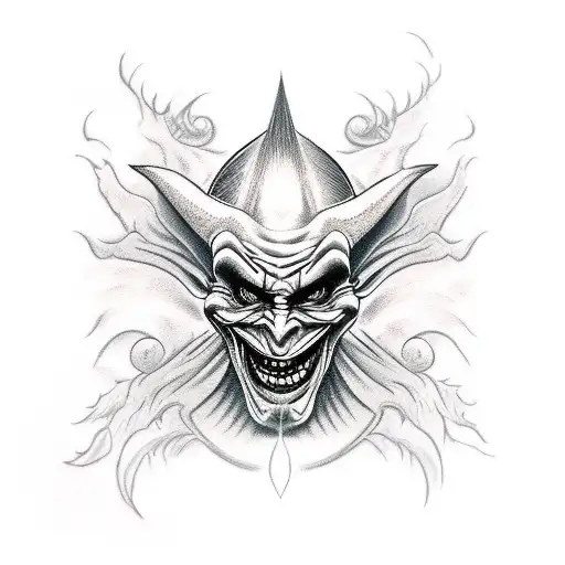 Evil Jester Face Smiling