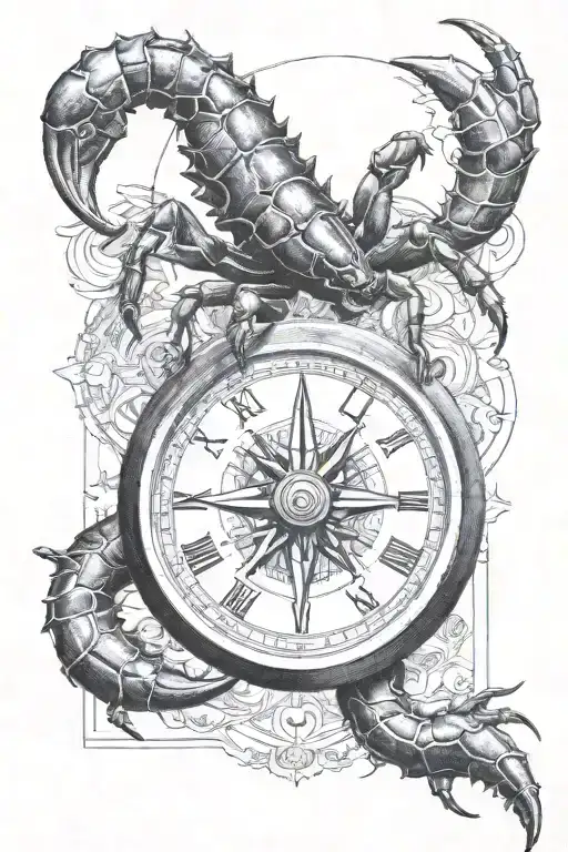 Scorpion On Top Of An Old Compass