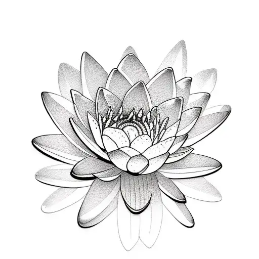 Black Abstract Lines With White Water Lily