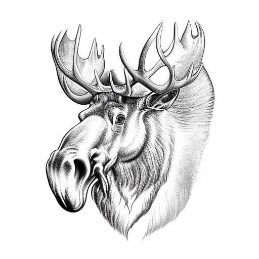 Moose Antler Inside Of A Metal Horse Shoe