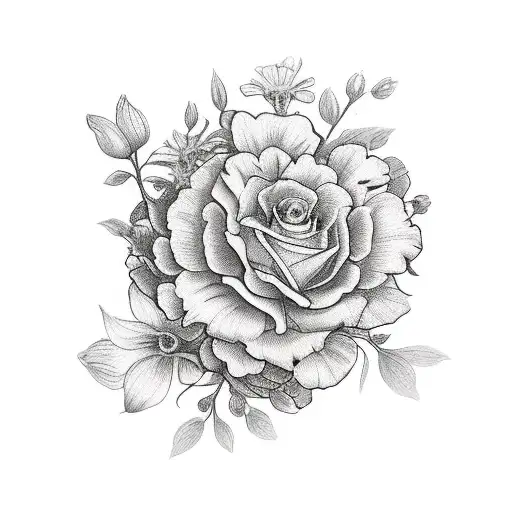 Holy Mary With Flowers And Cherubs