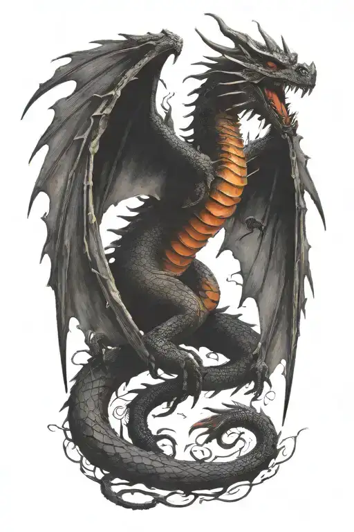 Black Dragon Full Body Shaped Like