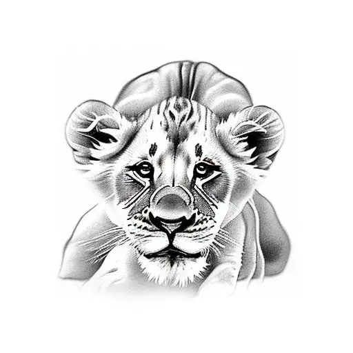 3 Lion Cubs With Mom And Dad Watching Over