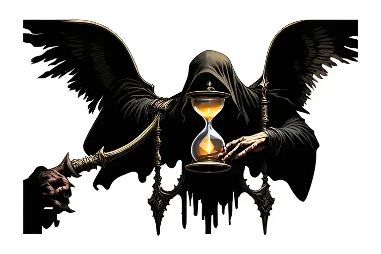 A Reaper With An Hourglass In His Hands For The Whole Arm