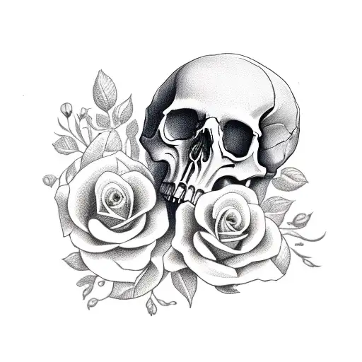 Skull With Roses Arm Small
