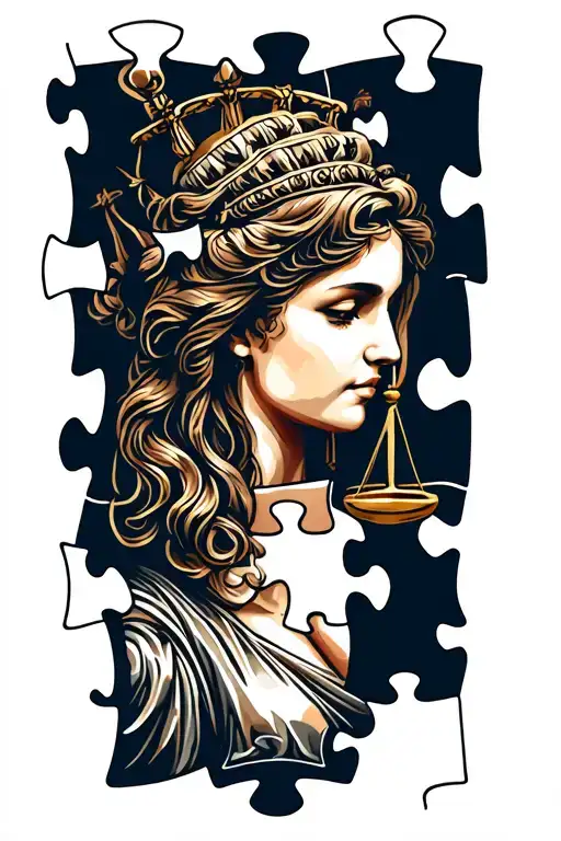 Justice And Puzzle Pieces Forming