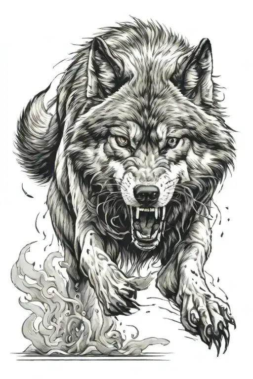 Angry Wolf Running