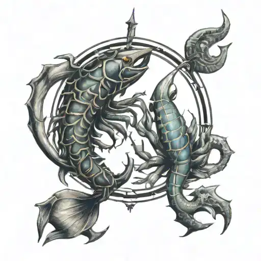 Scorpio And Pisces Zodiac Sign Tattoo With Virgo Sign