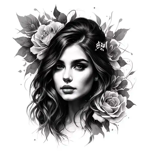 Female Face Black White