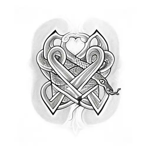 Heart With Snake And Dagger