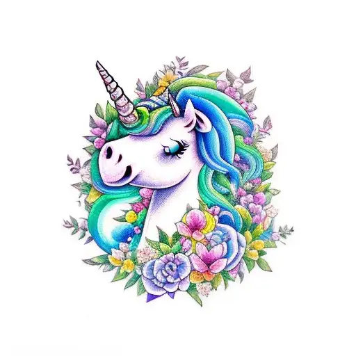 A Whimsical Unicorn Surrounded By A Magical Forest