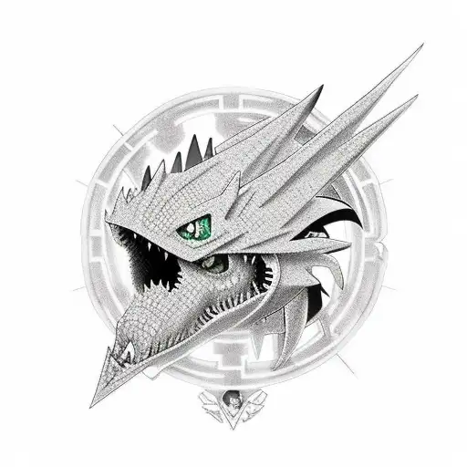Digimon Dracomon Digivolution Line With Crests And Digivice