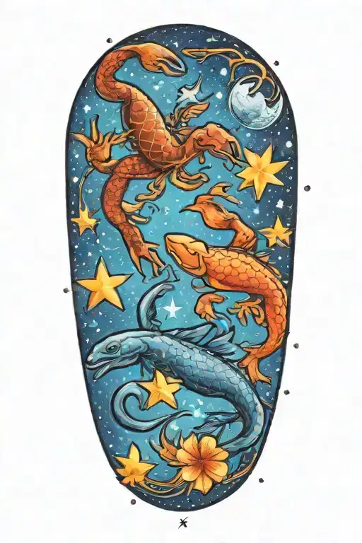 Pisces And Scorpio Constellation Intertwined