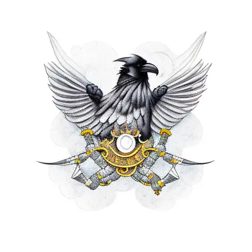 Nordic Tattoo Of Ravens And Ships