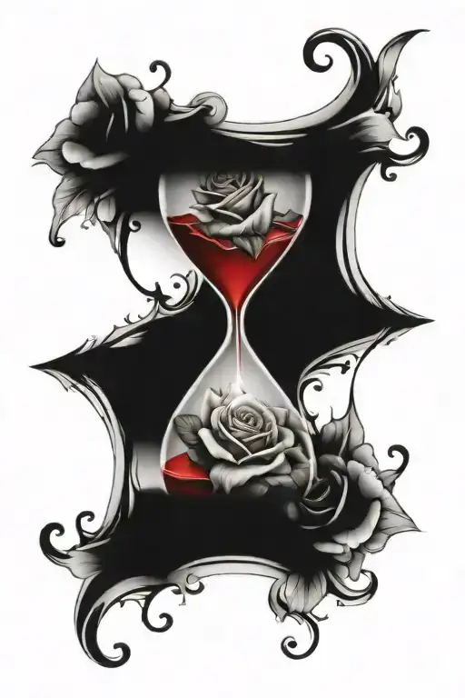 Hour Glass Broken With Roses