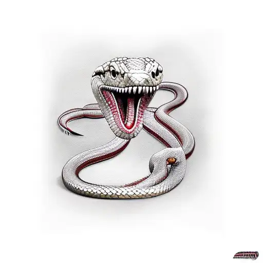 Snake With Red Arua Leaving Its Mouth