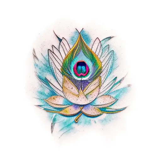 Lotus With Peacock Feathers