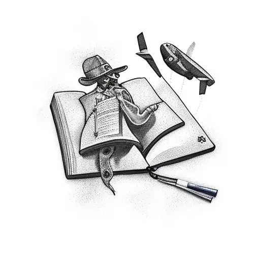 A Medic Standing In A River With An Open Book Next To A Slot Machine With A Plane Above