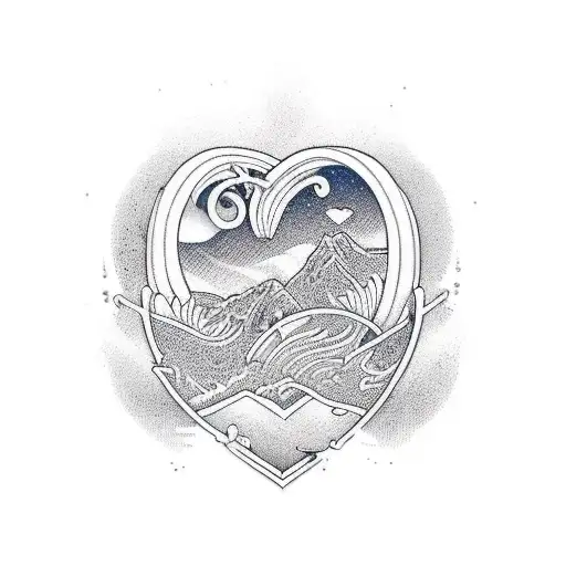 A Line Going From A Mountain To Waves And Finishing In A Heart Rate