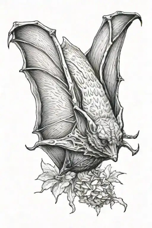 Realistic Bat Sleeve Tattoo Design