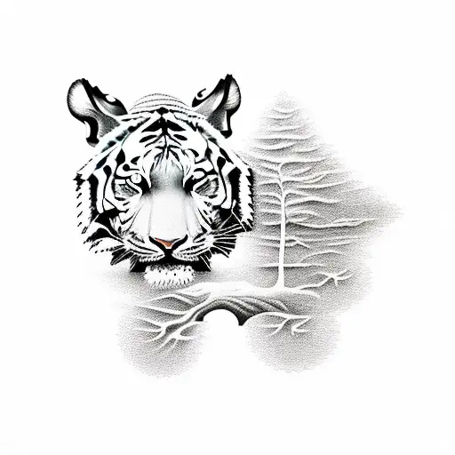 Tiger And Tree In Optical Illusion
