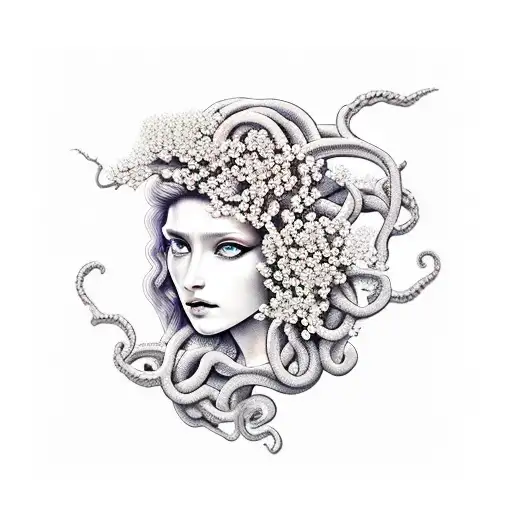 Pretty Medusa With Small Dogwood Blossoms Frame