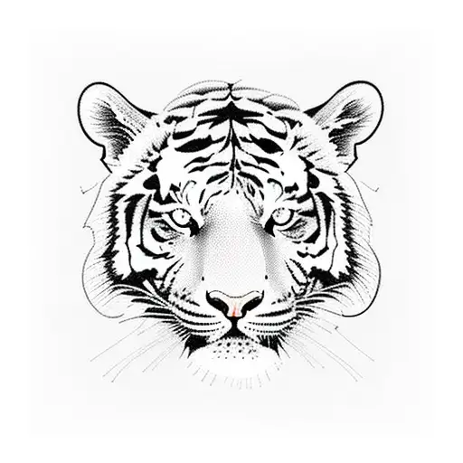 Tiger Silhouette Among Trees In Forest In Optical Illusion