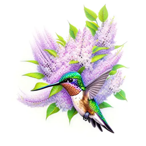 Hummingbird With Lilacs