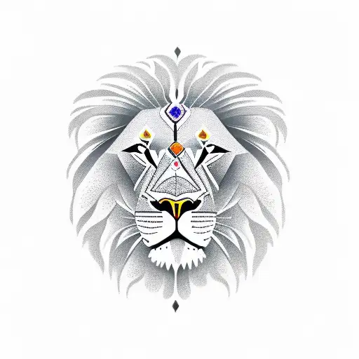 Indian Design With Lion At Center Of It