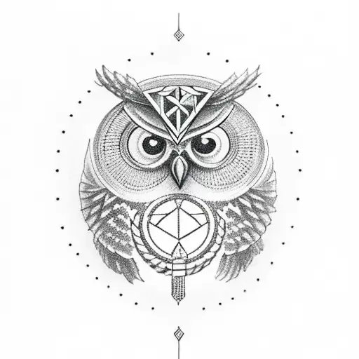 An Owl Holding A Valknut In Its Paws