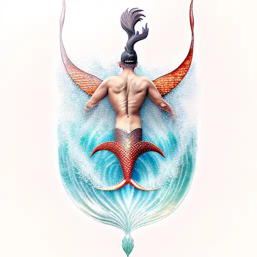 Male Mermaid In The Sea