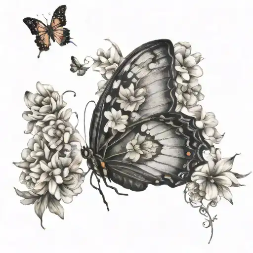 Butterfly Half Wing Made Of Flowers