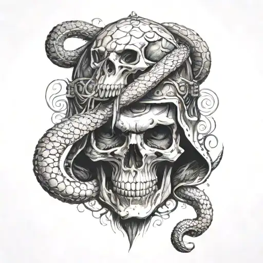 Warrior With Snake Through Skull