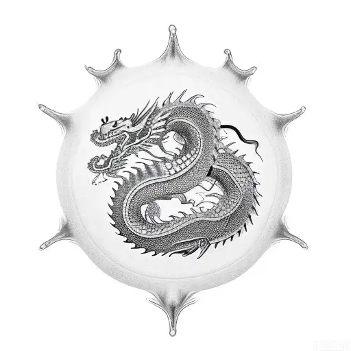Yin And Yang Chineses Dragon Piercing Through