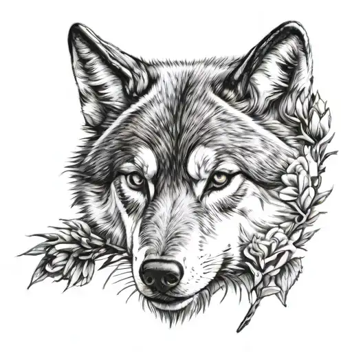 Wolf With Carnation
