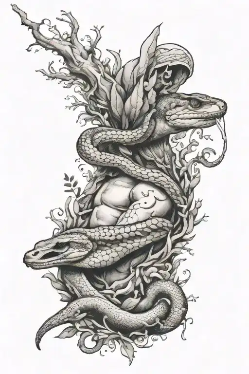 Creation Of Adam Mixed With Snake