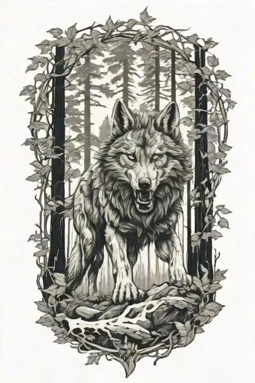 Fenrir In Forest Scene