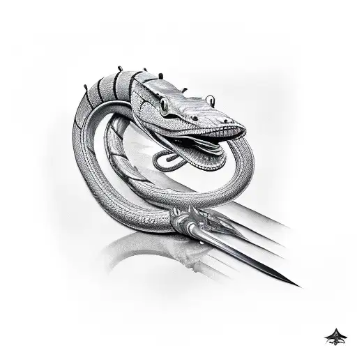 A Cobra Going Around A Dagger