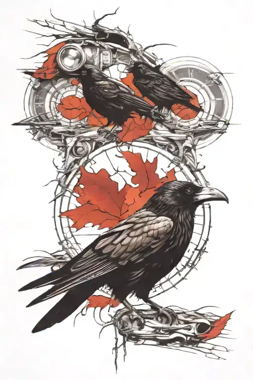 Ravens In The Background Looking Through Lens