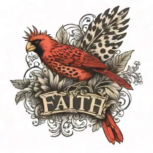 Faith Word With A Leopard Print Cardinal