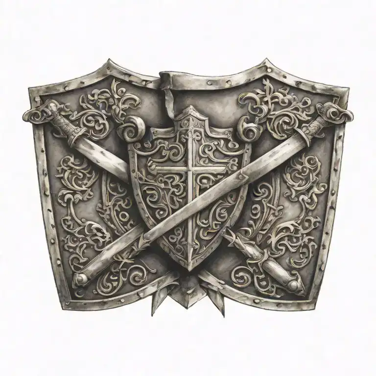 Shield Crossed Sword Vertically