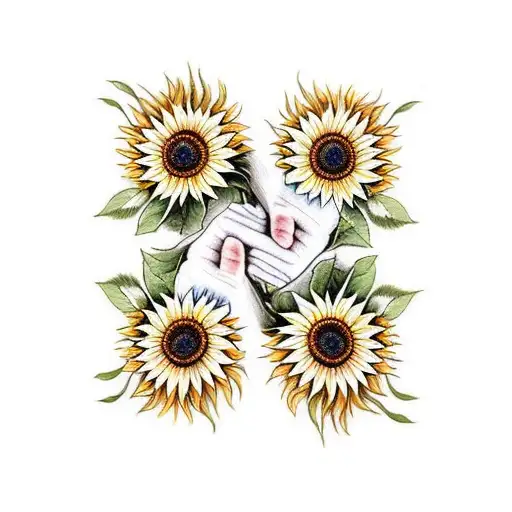 Hands Holding Long Stem Sunflower