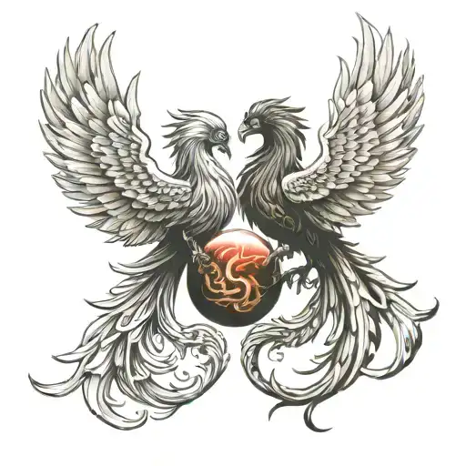 Two Pheonix As Pisces And Scorpio Zodiac Sign Incorporated