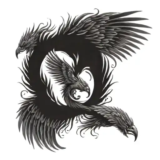 Two Pheonix As Pisces And Scorpio Zodiac Sign Incorporated