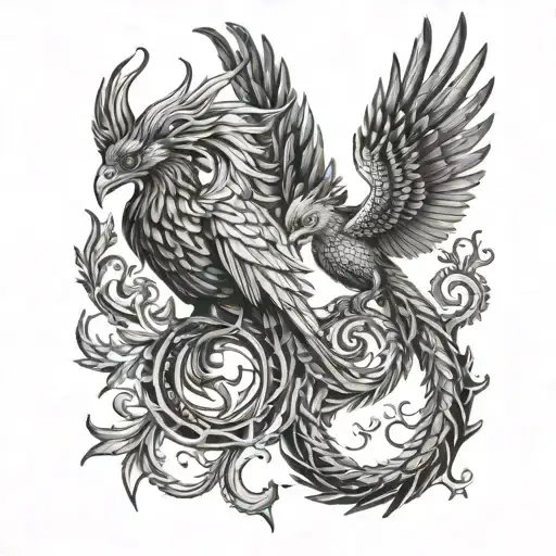 Two Pheonix As Pisces And Scorpio Zodiac Sign Incorporated