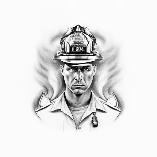 A Realistic Portrait Tattoo Of A Firefighter As A Marvel Superhero