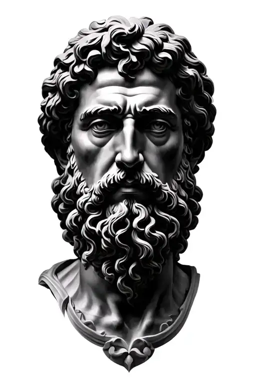 Portrait Of Marcus Aurelius In Front Of Ancient Roman Patterns