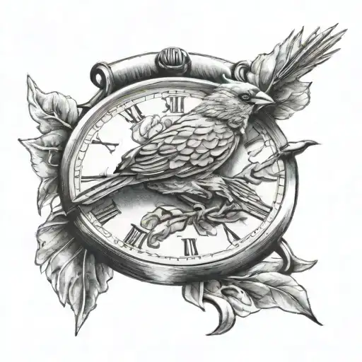 Flying Cardinal Holding A Watch