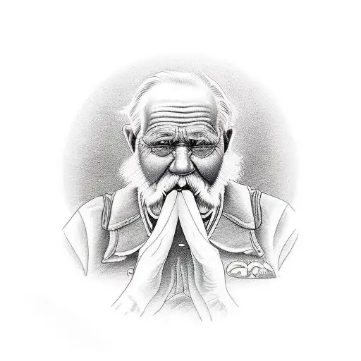 Old Man Rowing Boat With Grandson