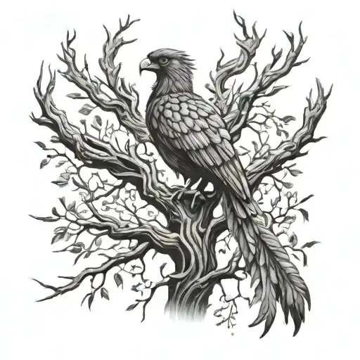Phoenix Bird Inside A Tree Of Life